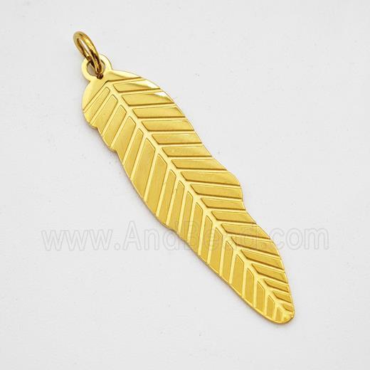 Stainless Steel Leaf Pendant Gold Plated