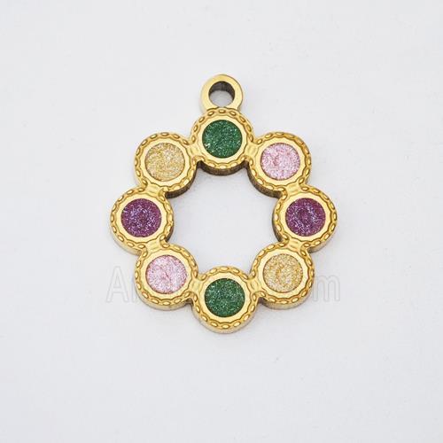 Stainless Steel Wreath Pendant Painted Gold Plated