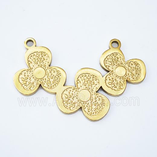Stainless Steel Clover Link Pendant 2loops Gold Plated