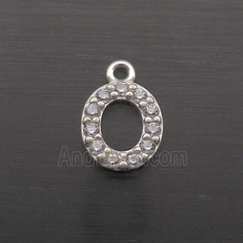 Sterling Silver O-Letter Pendant Pave Zircon