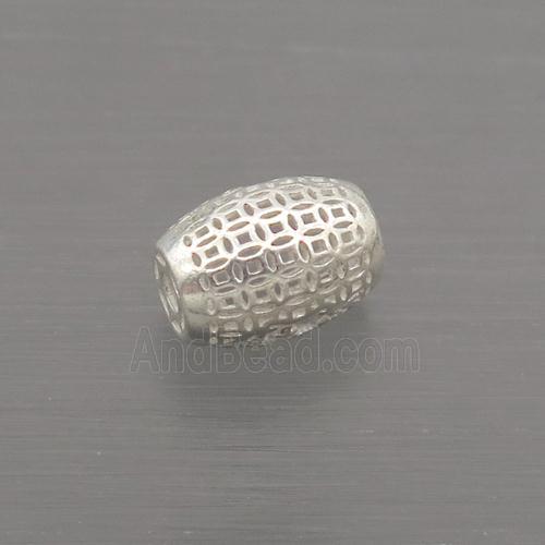 Sterling Silver Beads Barrel Hollow