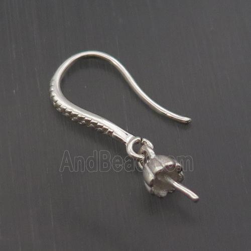 Sterling Silver Hook Earring Pave Zircon With Bail