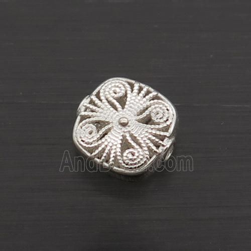 Sterling Silver Beads Square Hollow