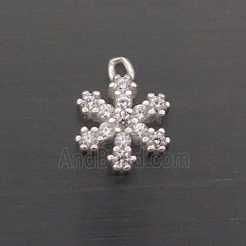 Sterling Silver Snowflake Pendant Pave Zircon Christmas