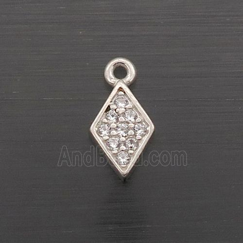 Sterling Silver Pendant Rhombus Pave Zircon