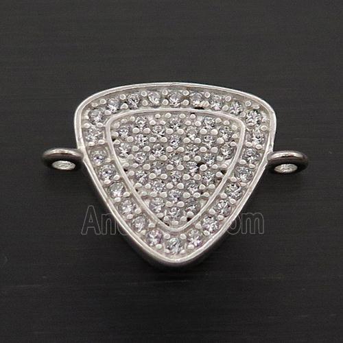Sterling Silver Triangle Connector Pave Zircon