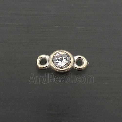 Sterling Silver Connector Pave Crystal Glass
