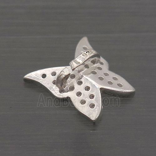 Sterling Silver Butterfly Beads Pave Zircon Large Hole