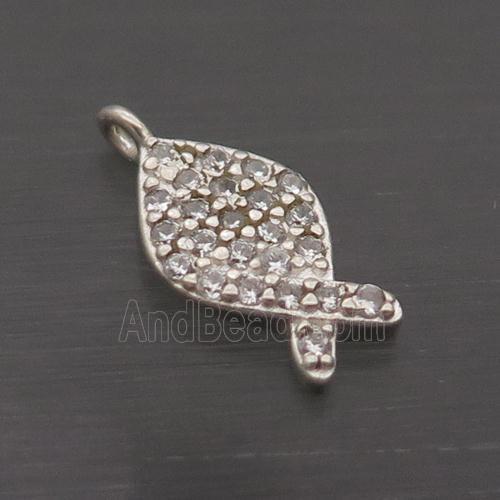 Sterling Silver Fish Pendant Pave Zircon