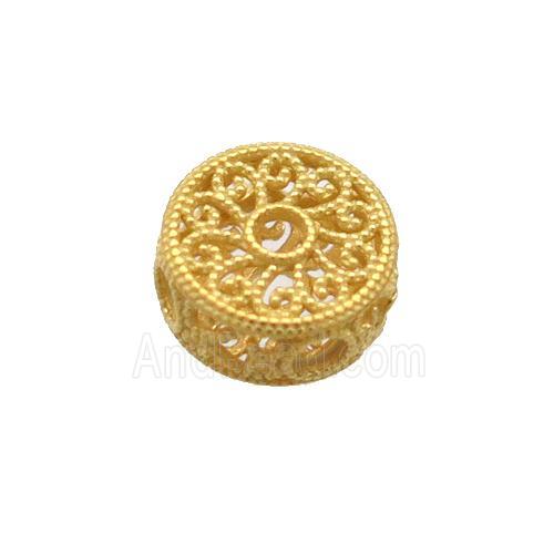 Sterling Silver Beads Button Hollow Gold Plated