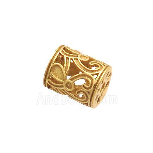 Sterling Silver Beads Tube Hollow Gold Plated