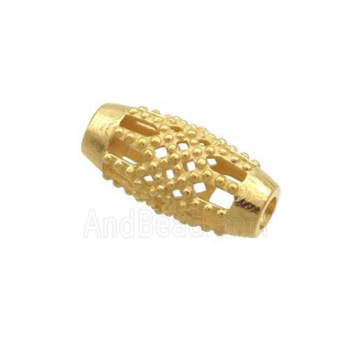 Sterling Silver Beads Rice Hollow Gold Plated