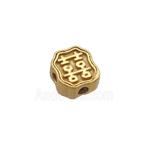 Sterling Silver Beads Square Lucky Gold Plated