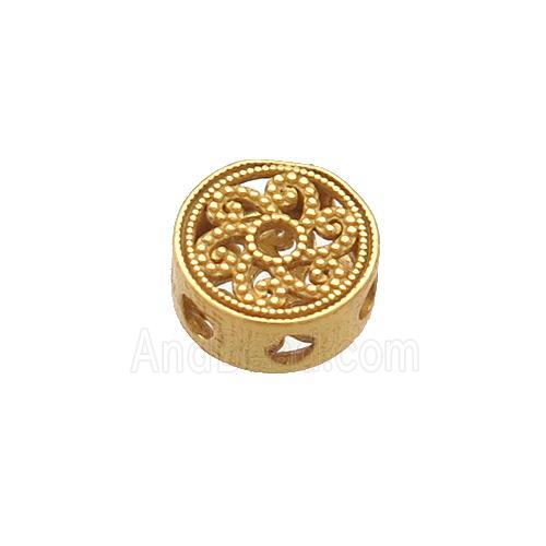 Sterling Silver Beads Circle Hollow Gold Plated