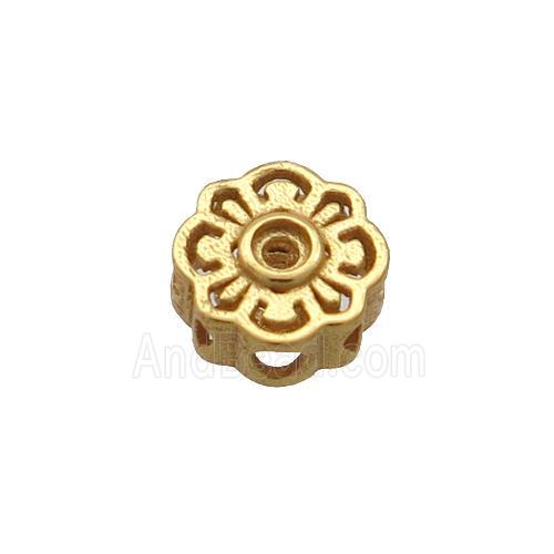 Sterling Silver Beads Flower Hollow Gold Plated