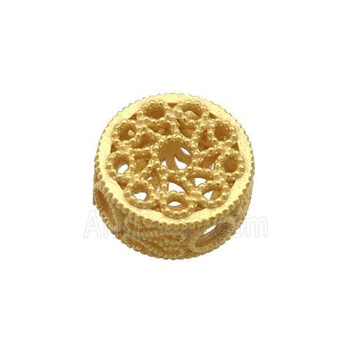 Sterling Silver Beads Circle Hollow Gold Plated