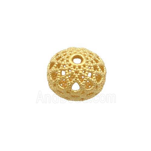 Sterling Silver Beads Rondelle Hollow Gold Plated
