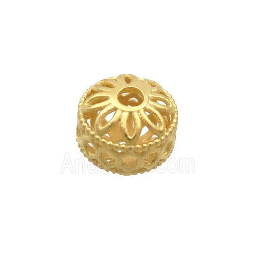 Sterling Silver Beads Rondelle Hollow Gold Plated