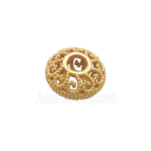 Sterling Silver Beads Rondelle Hollow Gold Plated