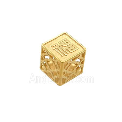 Sterling Silver Cube Beads Lucky Gold Plated