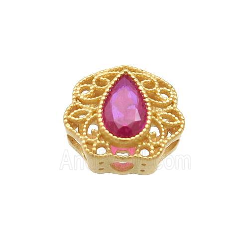 Sterling Silver Circle Beads Pave Zircon Gold Plated