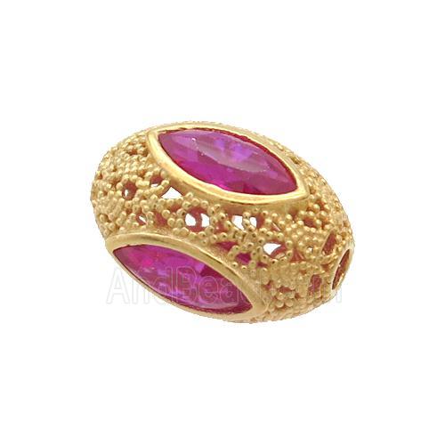Sterling Silver Rice Beads Pave Zircon Gold Plated