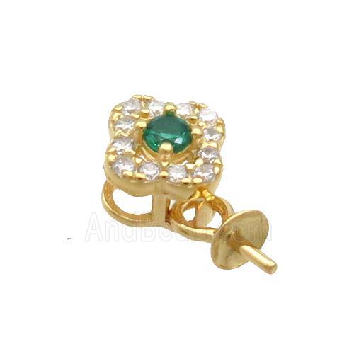 Sterling Silver Bail Pave Zircon Pad Gold Plated