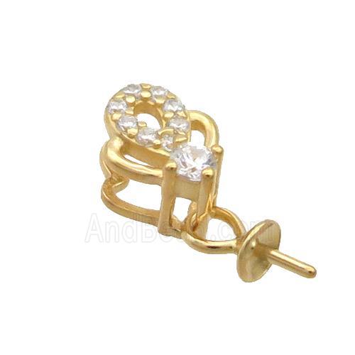 Sterling Silver Bail Pave Zircon Pad Gold Plated