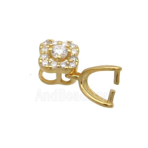 Sterling Silver Pinch Bail Pave Zircon Clasp Gold Plated