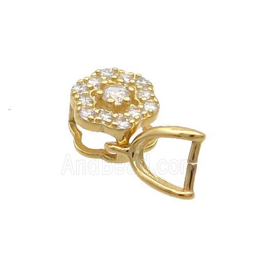 Sterling Silver Pinch Bail Pave Zircon Clasp Gold Plated