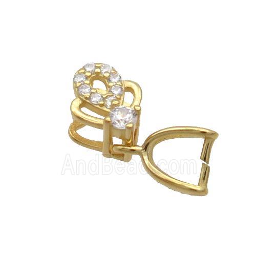 Sterling Silver Pinch Bail Pave Zircon Clasp Gold Plated
