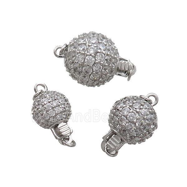 Sterling Silver Clasp Pave Zircon Pinch Platinum Plated