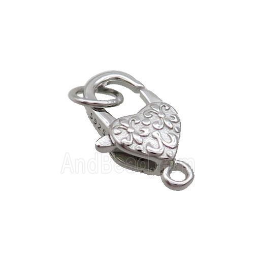 Sterling Silver Lobster Clasp Platinum Plated