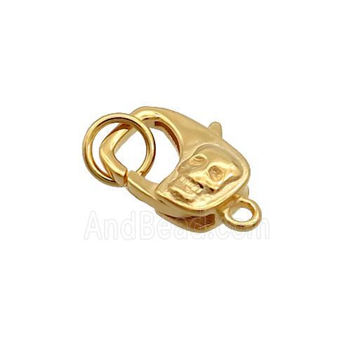 Sterling Silver Lobster Clasp Skull Gold Plated