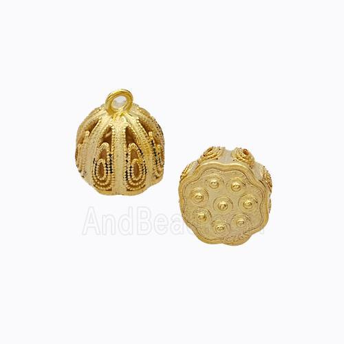 925 Sterling Silver Lotus Pendant Flower Hollow Gold Plated