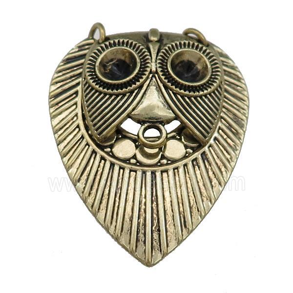 Tibetan Style Zinc Owl Birds Charms Pendant 2loops Antique Gold
