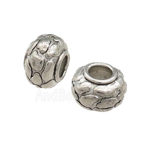 Tibetan Style Zinc Rondelle Beads Large Hole Antique Silver