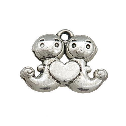Tibetan Style Zinc Fuwa Charms Pendant Antique Silver