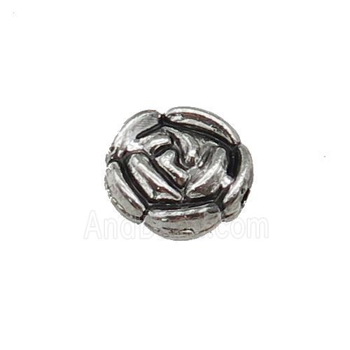 Tibetan Style Zinc Flower Beads Antique Silver