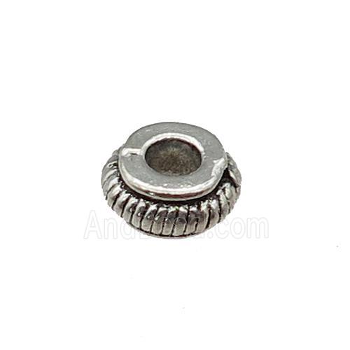 Tibetan Style Zinc Rondelle Beads Antique Silver