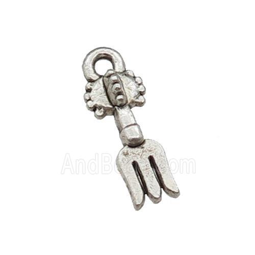 Tibetan Style Zinc Fork Charms Pendant Antique Silver