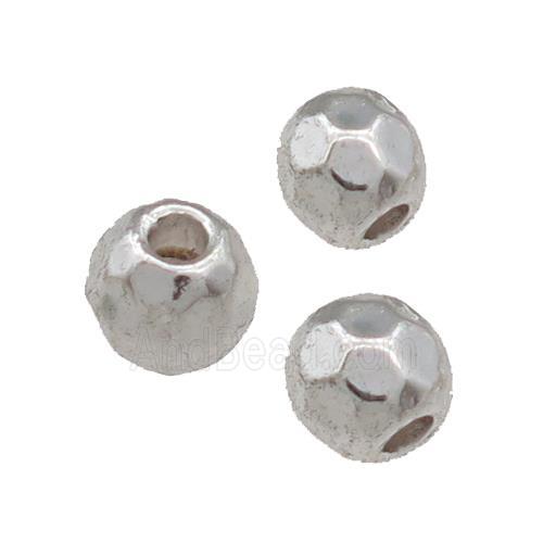 Tibetan Style Zinc Round Beads Faceted Antique Silver