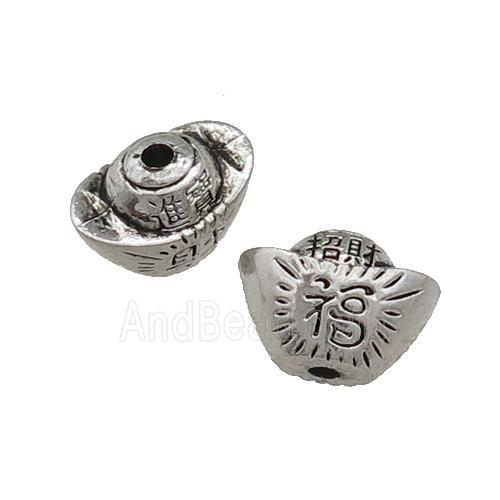 Tibetan Style Zinc Yuanbao Beads Antique Silver