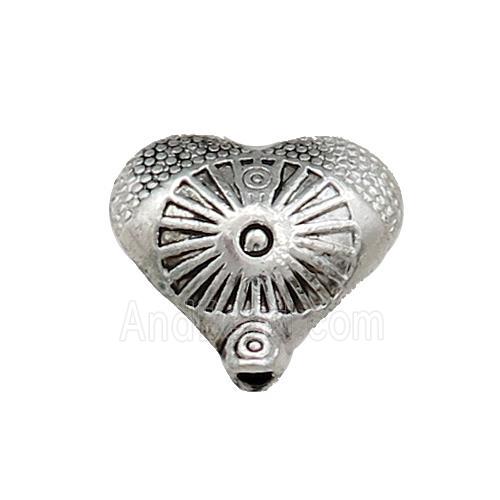 Tibetan Style Zinc Heart Beads Antique Silver