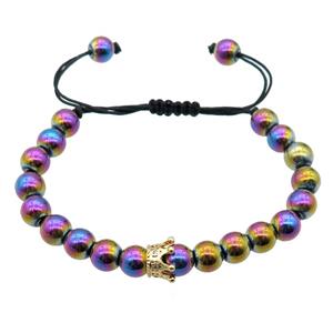 rainbow Hematite Bracelet, adjustable, approx 8mm dia