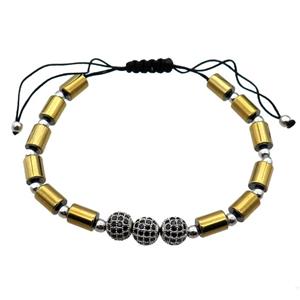 gold Hematite Bracelet, adjustable, approx 6-8mm