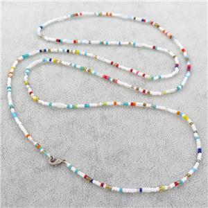 Glass Seed Beaded Necklace, multicolor, approx 2mm, 82cm length