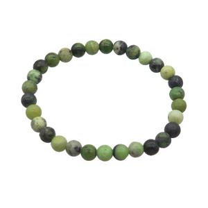 Natural Chinese Chrysoprase Bracelet Stretchy Green, approx 6mm dia