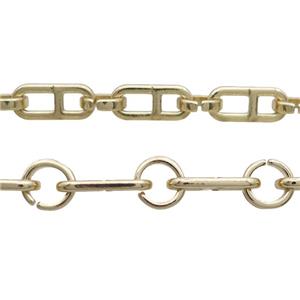 Copper Chain Gold Plated, approx 12-14mm, 10-24mm