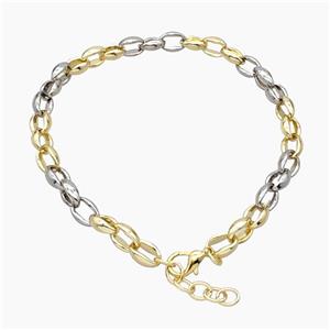 Aluminum Chain Necklace Gold Plated, approx 12-16mm, 45cm length